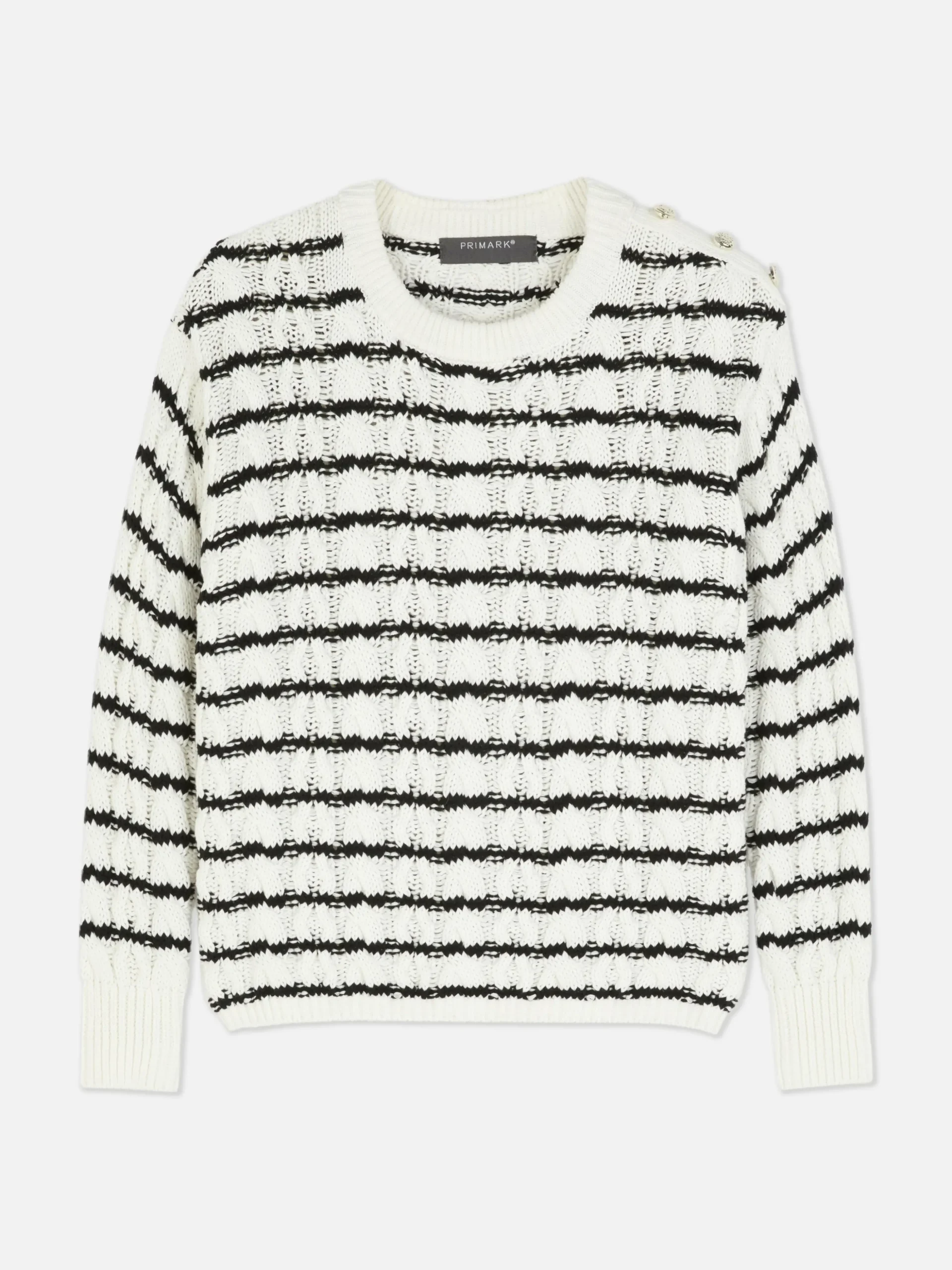 Pull En Maille Torsadée à Rayures