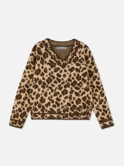 Pull Léopard à Col En V