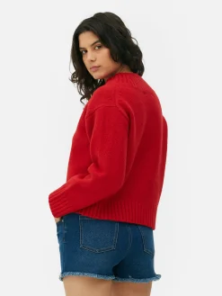 Pull Tricoté épais à Col En V