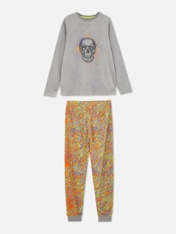 Pyjama En Velours Crâne Et éclaboussures De Peinture
