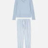 Pyjama T-shirt Boutonné Et Pantalon à Motifs