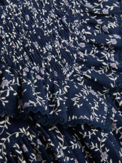 Robe à Volants à Motif Floral