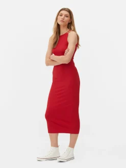 Robe Mi-longue Côtelée à Dos Nageur