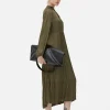Robe Mi-longue Plissée En Satin