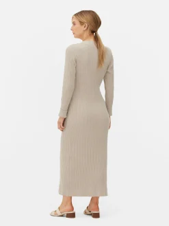 Robe Portefeuille De Maternité Mi-longue En Maille