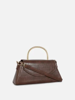 Sac à Bandoulière En Imitation Croco Avec Poignée En Métal