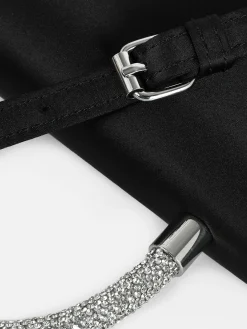 Sac à Bandoulière En Satin Avec Anse à Strass