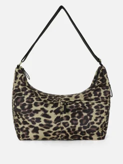 Sac à Bandoulière Oversize à Imprimé Léopard