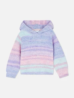 Sweat à Capuche Tricoté Arc-en-ciel