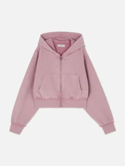 Sweat Côtelé Zippé à Capuche