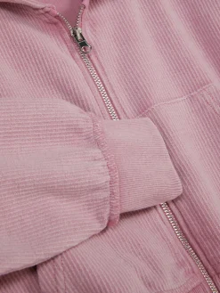 Sweat Côtelé Zippé à Capuche