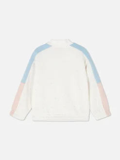 Sweat-shirt Color Block à Encolure Zippée
