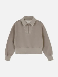 Sweat-shirt Délavé à L'acide à Col Cheminée