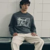 Sweat-shirt Délavé à L'acide Disney Mickey Mouse X Keith Haring