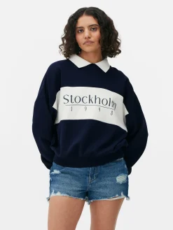 Sweat-shirt Graphique à Col