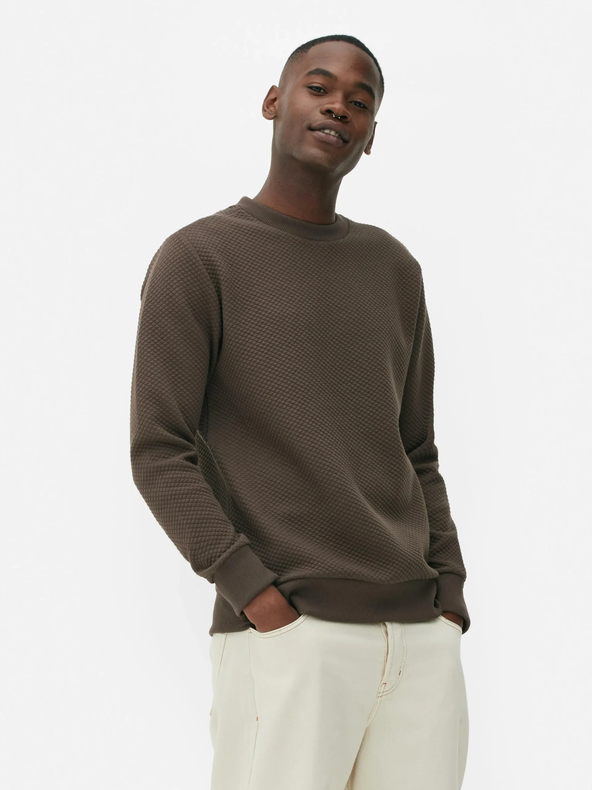 Sweat-shirt Matelassé à Motif Losanges