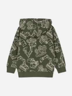 Sweat-shirt Zippé à Capuche Graphique à Coordonner
