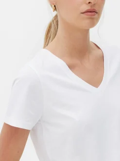 T-shirt à Col En V Et Manches Courtes