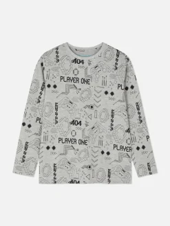 T-shirt à Manches Longues Et Motif Gaming
