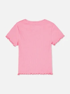 T-shirt Côtelé à Finition Festonnée à Coordonner