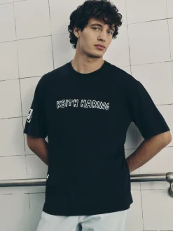 T-shirt Délavé à L'acide Disney Mickey Mouse X Keith Haring