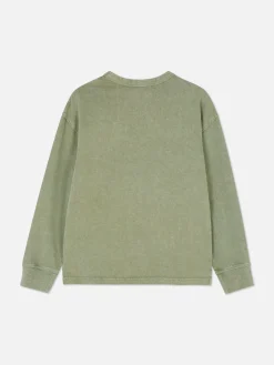 T-shirt Délavé à Manches Longues