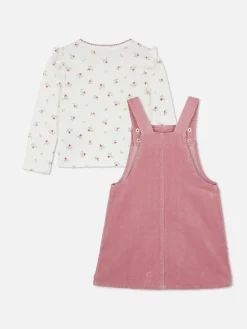 T-shirt Floral Et Robe Chasuble En Velours Côtelé
