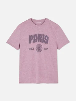 T-shirt Style Universitaire à Manches Courtes Paris
