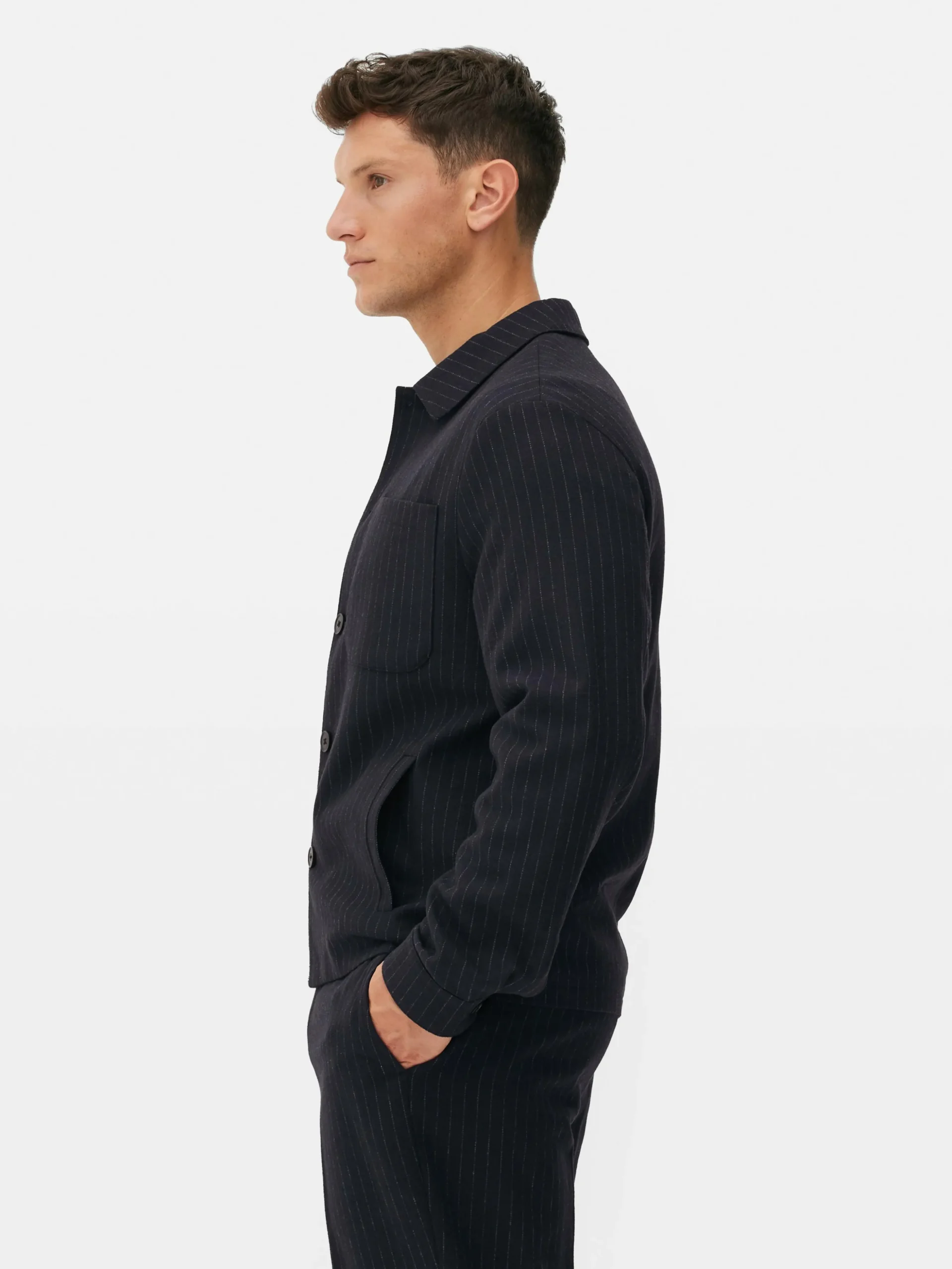 Veste Boutonnée à Rayures Fines Kem