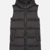 Veste Longue Sans Manche à Capuche