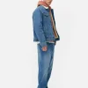 Veste Trucker En Denim à Col Effet Mouton Retourné
